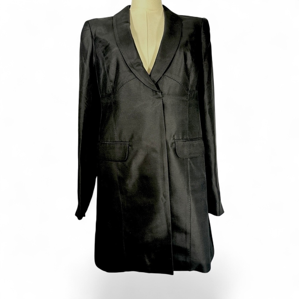 Leon Max Silk Blend Blazer Jacket Black Limited‎ Edition Size 8 NWT